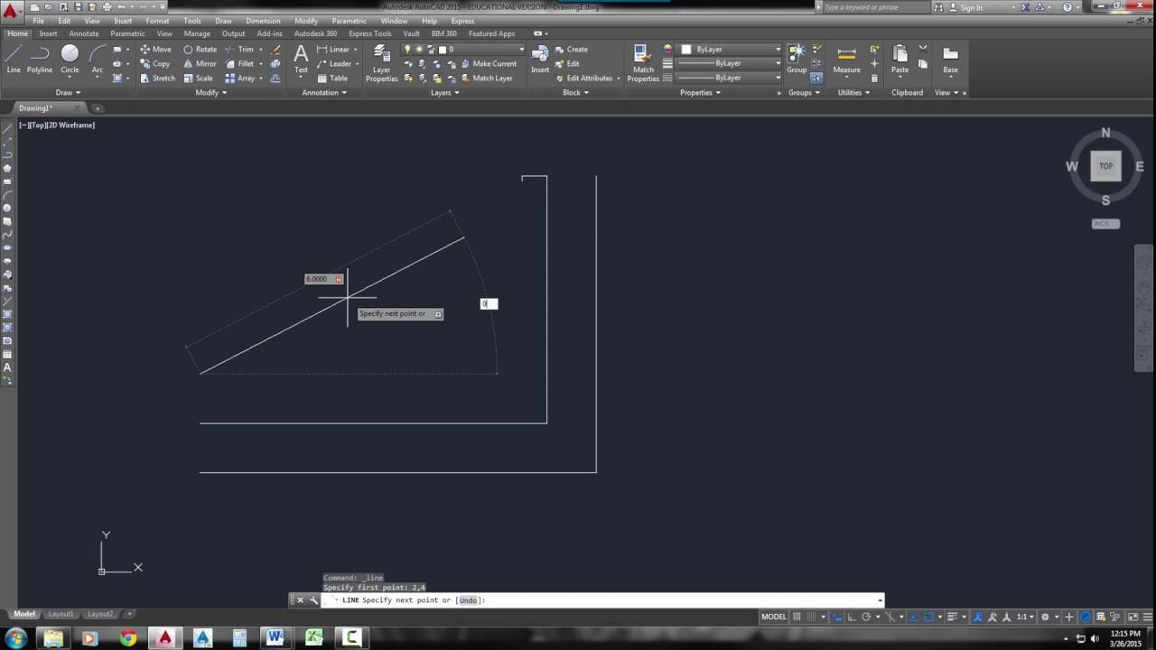 autocad mac draw line between two lines